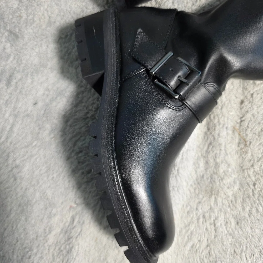 Vince Camuto Abrila Black Leather Buckle Over The Knee Boots Women‎ 6.5 NEW